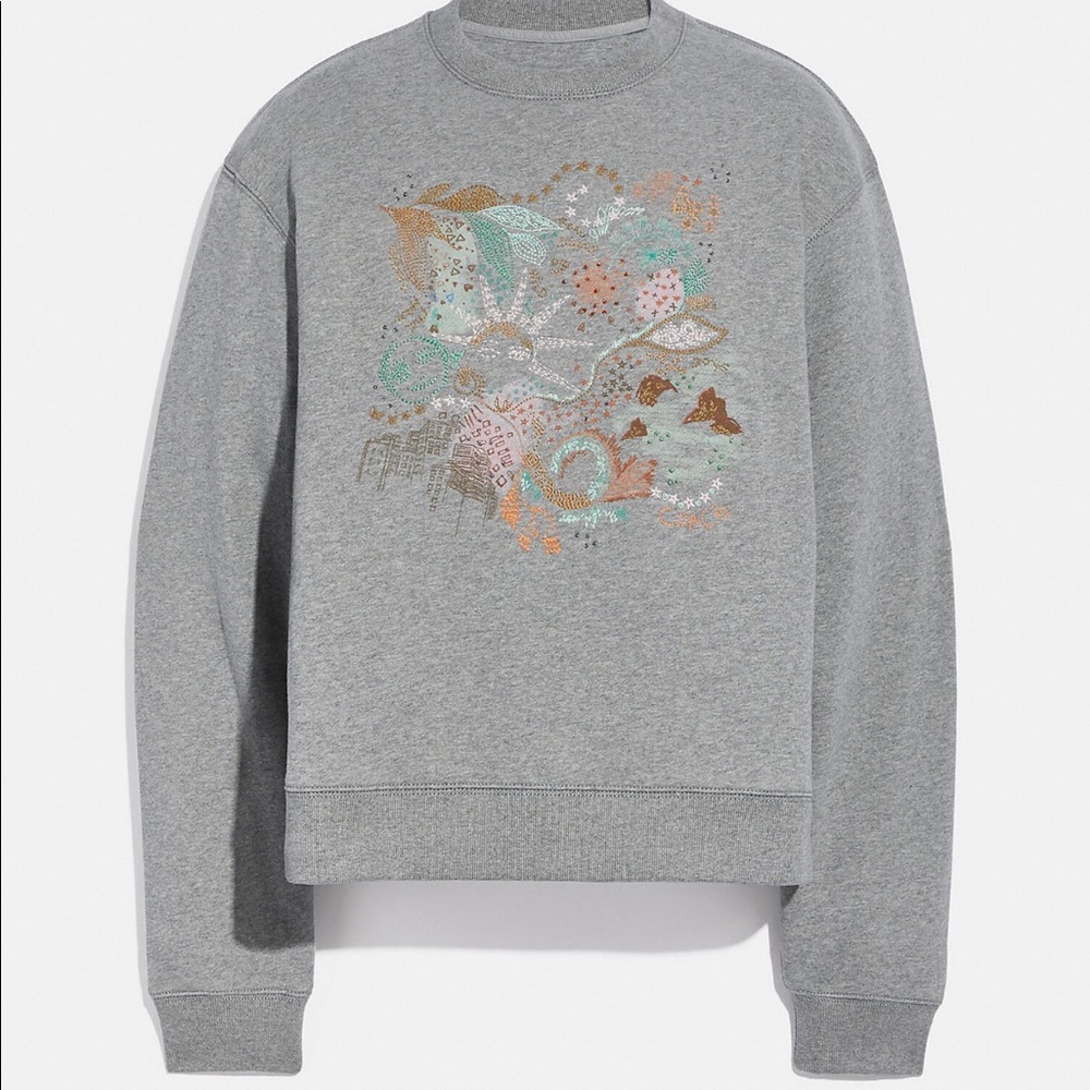 NWT XS Organic Cotton Coach Doodle Embroider Sweatshirt